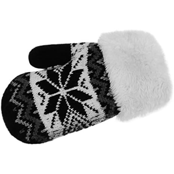 Vintervarma Vantar för Barn med Snöre, Stretchig Stickad Fullfinger, Snöhandskar, Magiska Skidhandskar, Fleecefodrade