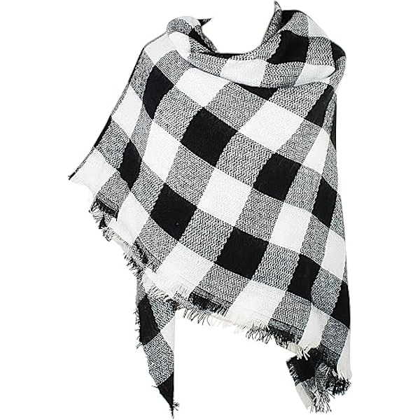 1 st  Höst- & Vinterhalsduk Klassisk Fransad Rutiga Tartan Varm Mjuk Tjock Stor Pläd Wrap Sjal Halsdukar för Kvinnor