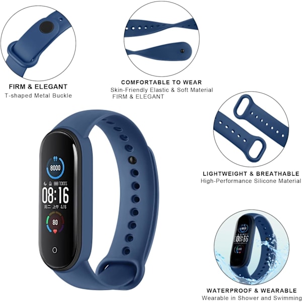 2 stk. M5 Smart Armbånd Blodtryk Mænd Hjertefrekvens Farveskærm