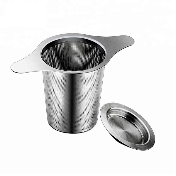 2 st Teefilter, 304 Rostfritt Stål Fint Hål Teinfuser, Te Sil med Handtag och Två Flikar och Universal Lock för