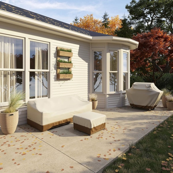 Beige+Ljusbrun 420D Skyddande Överdrag för 3-Sits Soffa