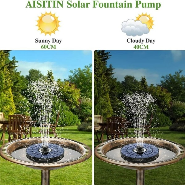 Solar Fountain Pump,LED Outdoor Floating Solar Fountain 3W Solar Pond Pump with Battery, Colorful LED Lights and 8 Nozzles, for Outdoor Garden