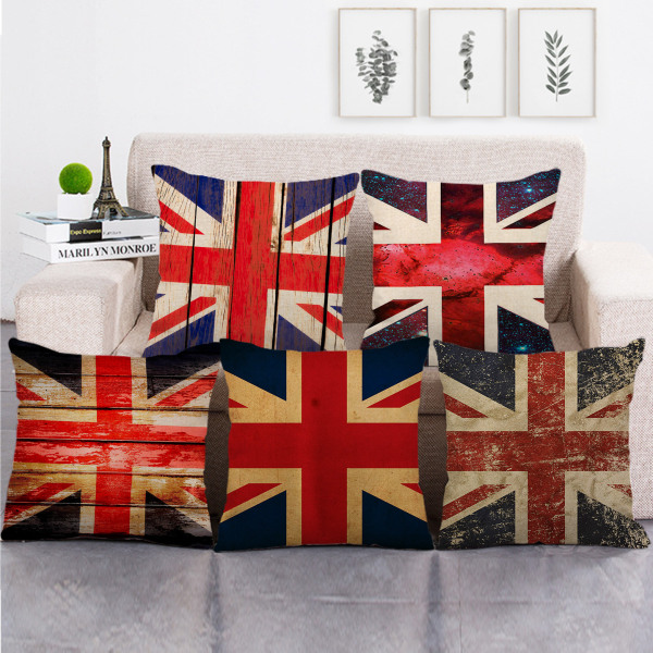 4 stk British Flag Putetrekk, Union Jack Flag Vintage Styl