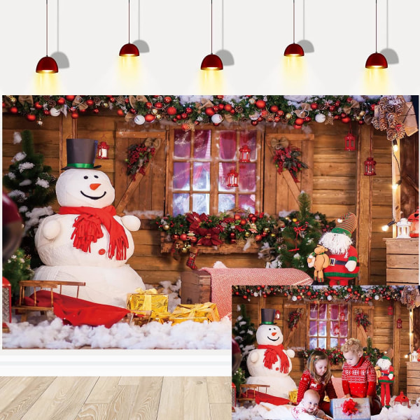 Christmas Photography Backdrop, Snowman, Santa Claus, Christmas G