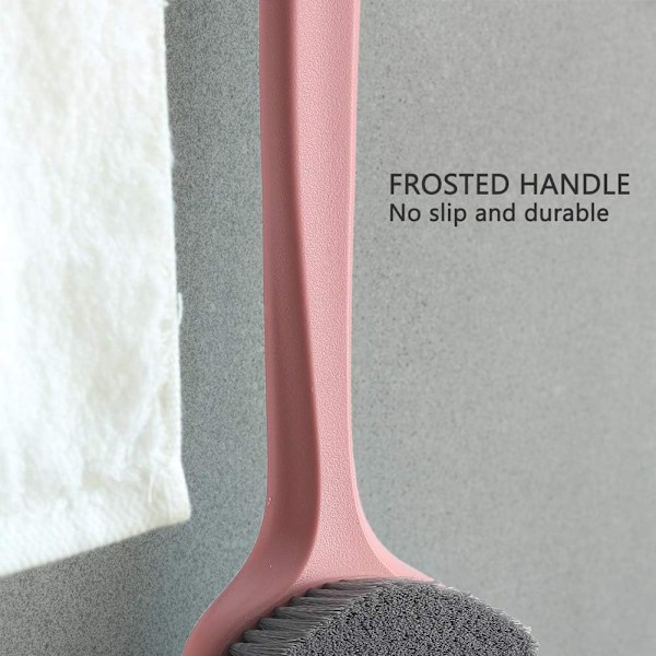 1 stk 14 tommers oppgradert badebørste med komfortable bust og langt håndtak for skånsom eksfoliering Pink