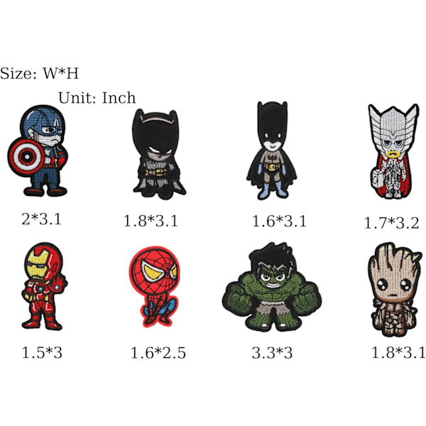 20 st Superhero-lappar att sy eller stryka på för jeans, jackor, kläder, byxor, klänningar, skor, hattar, handväskor, ryggsäckar