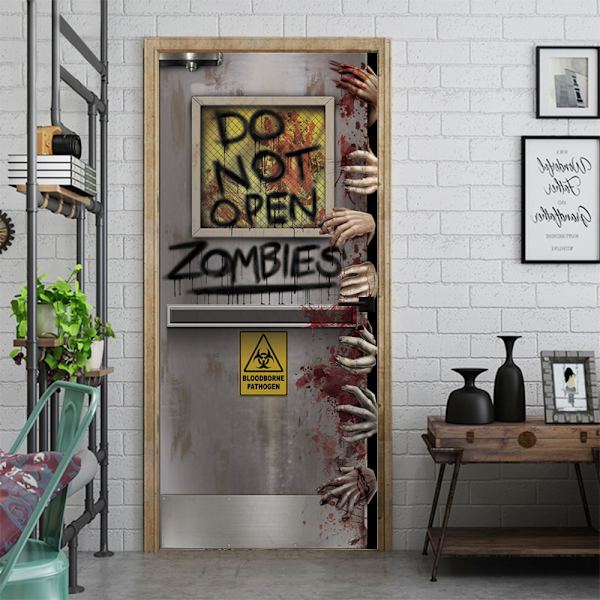 3D Halloween Zombie Hand Dörrklistermärken, 30 x 79 tum Realistiska Läskiga Zombie Hand Dörr Tapet Stic