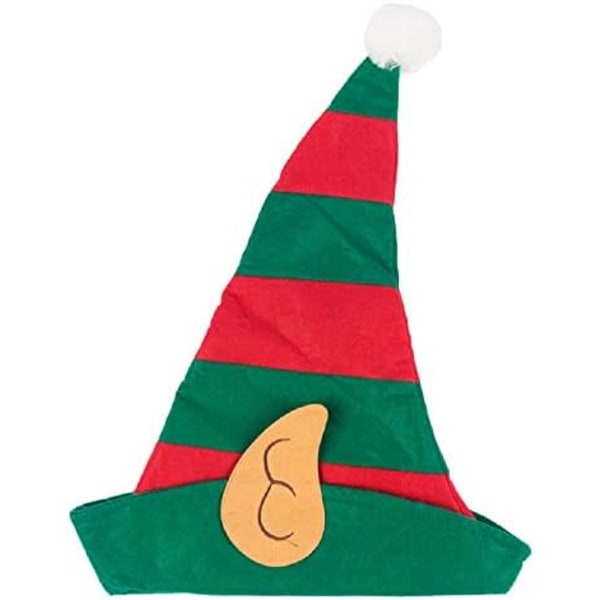 Tomtens Hjälpare Jultomteluva med Fästa Öron Grön och Röd, Luva för Barn och Vuxna