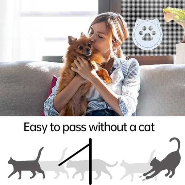 (Hvit) Kattluke Myggnett Kattluke Liten Størrelse, Kattluke Liten Størrelse 22CM Kattluke Balkongdør Svart