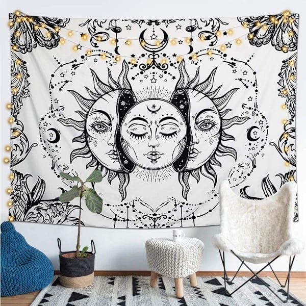 Tarot-gobeläng Mandala indisk bohemisk psykedelisk gobeläng N