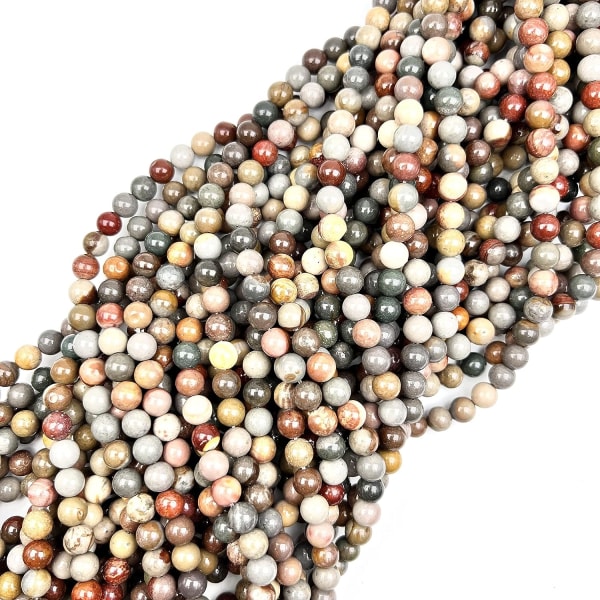 6 Pack naturlige runde løse perler til smykkefremstilling, gør-det-selv-bh