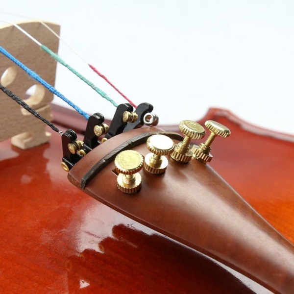 4-pak Violin-stemmeskruer til 4/4-3/4 Violin Metal Strengjusterer Nikkelbelagt Anti-Rust (Sort+Guld)