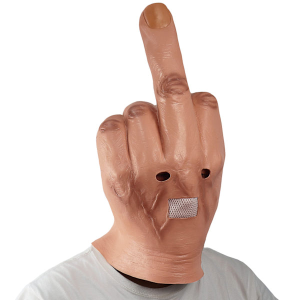 Creepy Fingers Maske Nyhed Midterste Finger Festmaske Halloween Kostume Latex Maske Latex Fuld Hoved, W