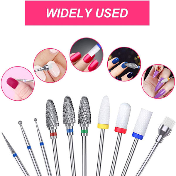 10 st keramiska nagelborr set professionell ta bort akryl G