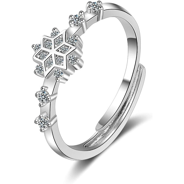1,6×1,6×0,6 cm Tynde Snedækkede Justerbare Ringe til Kvinder Sarte Sterling Sølvbelagte Statement Wrap Band Blomsterringe F
