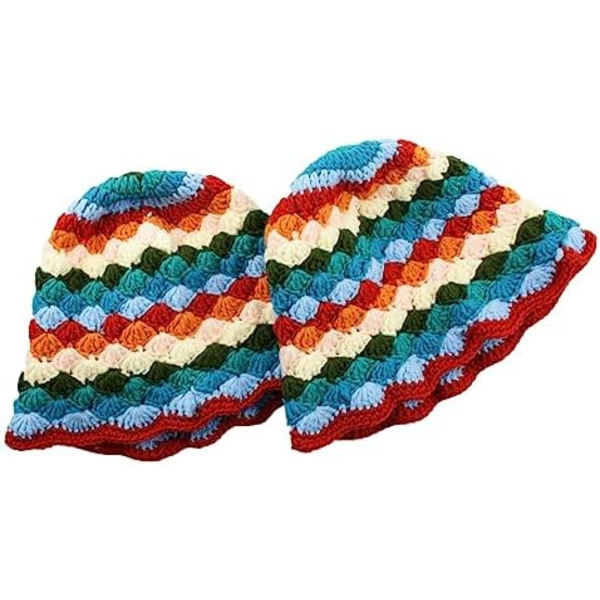 Hætte Kvinder Trendy Strikket Blomster Floppy Cap Sød Boho Blomst Håndlavet Beanies Udendørs Boho Rejse Fiskehat