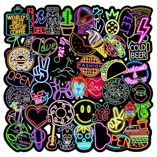 Vedenpitävät graffititarrat, graffititarrat, neon-graffititarrat kannettaville tietokoneille, moottoripyörille 50pcs