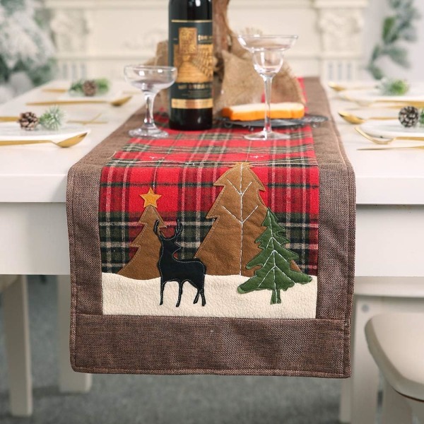 Julbordstablett, 6FT Dubbla Lager Buffalo Plaid Dekorativ