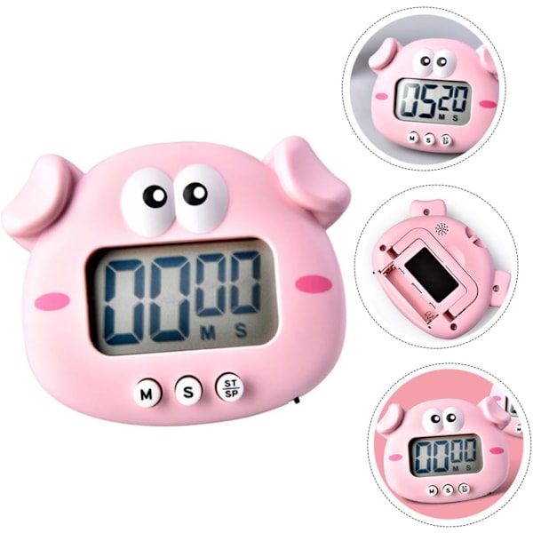 Rosa 2 st Tecknad Timer Klockor Sängbordsväckarklockor Matlagnings Timer Köks Timer Bakning Alarm Digital Timer Söt Kökstid med Plast LED