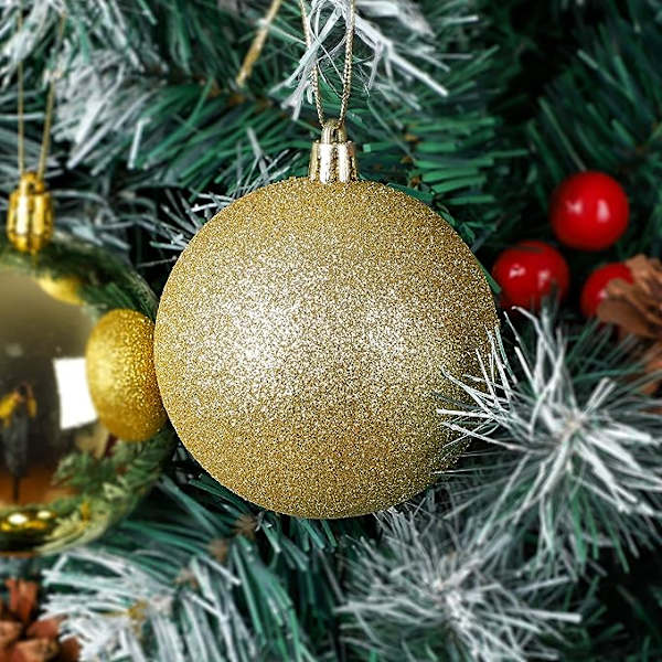 36 st 5 cm julgranskulor, gyllene oförstörbara julgranskulor