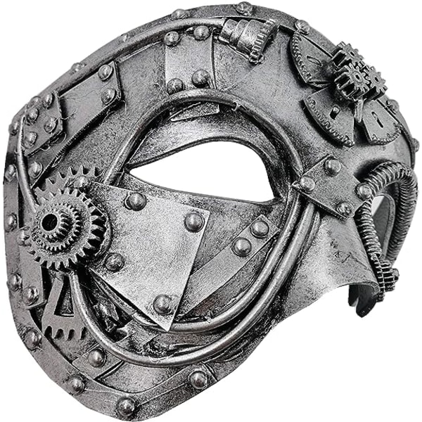 Metallisk venetiansk steampunk cyborgmaske, maske for Halloween-kostymefest/Operafantomet