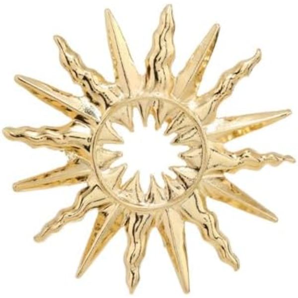 5,7x5,7cm Guld Sol Brosch Nål för Kvinnor Flickor Mode Guldton Himmelska Broscher Lapel Nål Söt Kostym Hatt Klänning Tillbehör
