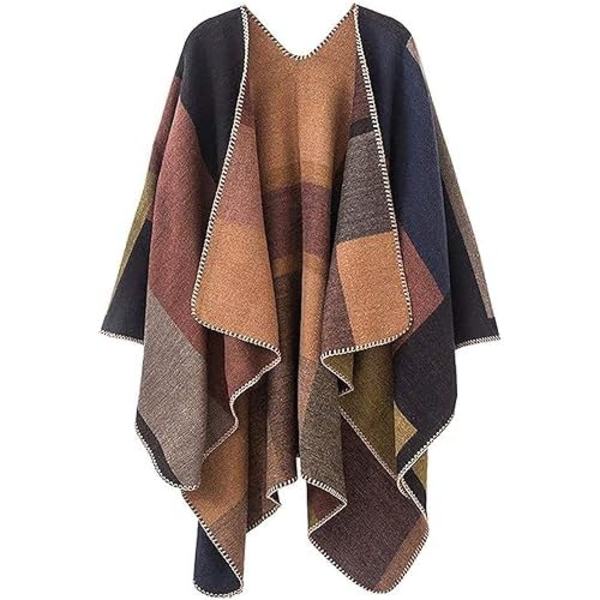 Sjal Wraps Öppen Fram Poncho Cape Överdimensionerade Tröjor Casual Cardigan Sjal för Höst Vinter