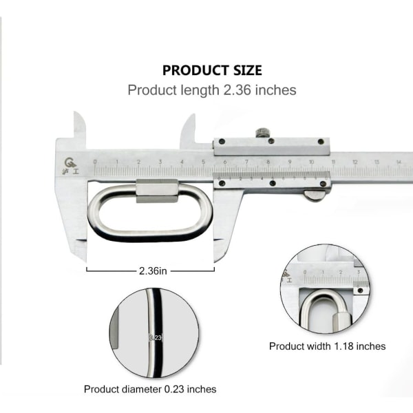 5 kpl M6 ruostumattomasta teräksestä valmistettua pikalinkkiä D-muotoisia pikalukkoja ketjulinkkejä