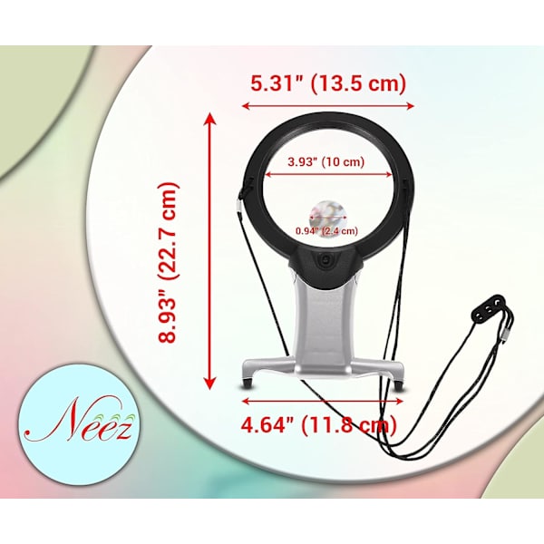 2 i 1 Hands Free Jätteförstoringsglas med LED-ljus 22.