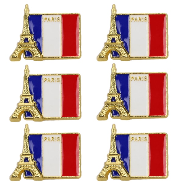(A) 6 stykker rustikke emaljenåle Fransk flag reversnåle Fransk broo