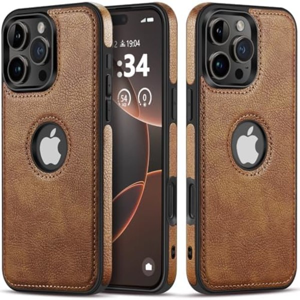 Design Kompatibel med iPhone 16 Pro Skal Lyxigt Läder Business Vintage Smalt Halksäkert Mjukt Grepp Stötskyddande