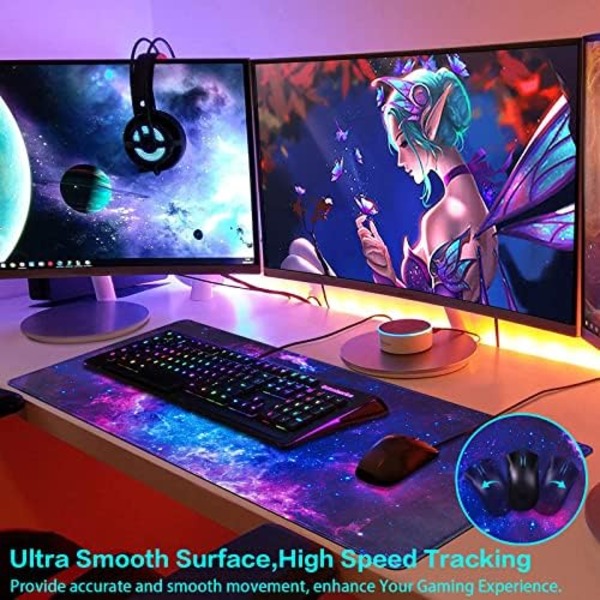 Gaming Mousepad, Stor Udvidet Mousepad Stor Computer Mousepad til Hjemmekontor Gaming Arbejde 31,5x15,7 tommer