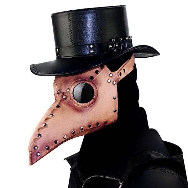Plague Doctor Fågelmask Pestdräkt Steampunk Mask Halloween Kostym PU Läder Lång Näsa Cosplay