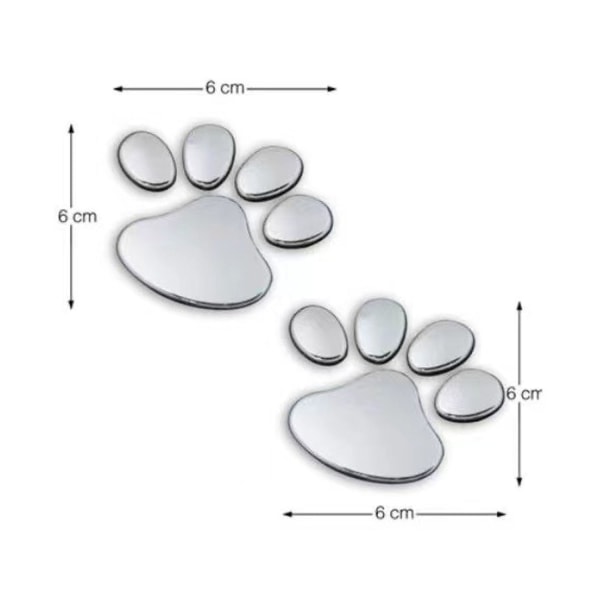 4Pcs White 3D Chrome Dog Paw Footprint Car Sticker Emblem Decal D