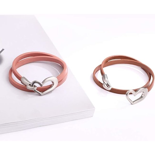 1 stk. Hjerte Læder Armbånd til Kvinder Wrap Stackable Armbånd Kærlighed Punk Manschet Håndlavet Smykker Valentinsdag Gave