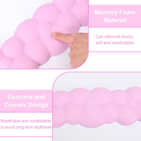 Ergonomiska Halkfria Tangentbords- och Mus-handledsstöd från Pieces, Handledsstöd i Memory Foam för Kontor och Hem, Rosa