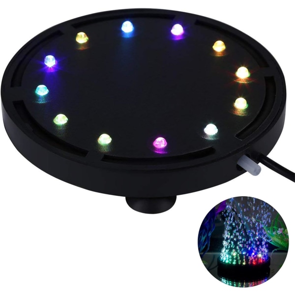 12 Multicolor RGB LED Akvarium Undervands Boble Lys Nat Hav/Multicolor Akvarium Luftsten Disk,
