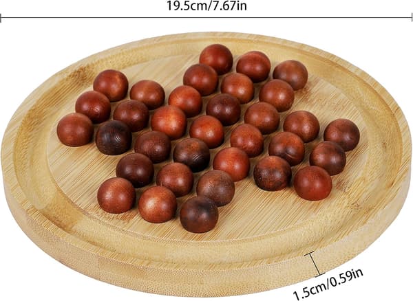 Puinen pasianssipeli - Klassinen marmoripeli - 19,5 cm pyöreä lauta