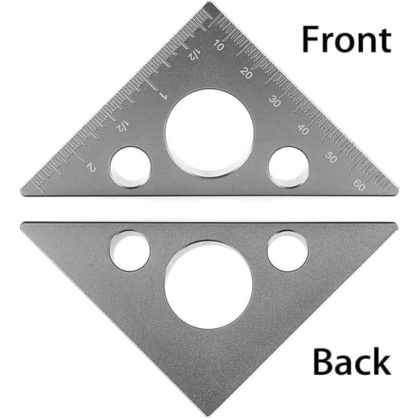 Mätningstriangel, aluminiumlegering kvadrat, 45 graders kvadrat,