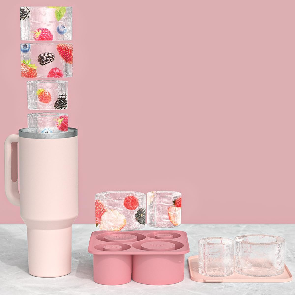 Isterningbakke til Tumbler, 4 stk. Silikone Hul Cylinder Isterningform