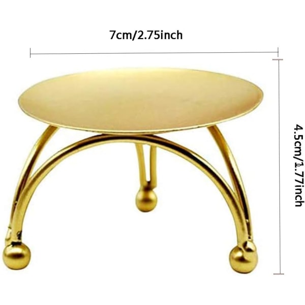 (7x4,5 cm) Kultainen kynttilänjalka, 4 kpl kynttilänjalka metallilevy Ca