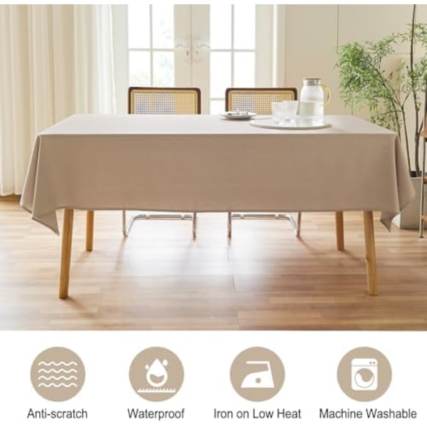 Texturerad Linneduk Rektangel 135*180cm Vattentät Spill-Proof Torkbar Duk Rynkfri Linne Utomhus Tab