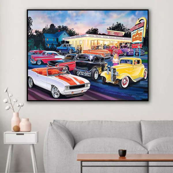 (30x40cm)Tecknad bild bilar och hamburgare Shop Diamond Painti
