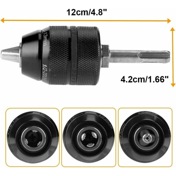 2-13mm Heavy Duty Professional 1/2-20 UNF Hurtigutskiftingsnøkkel uten nøkkel