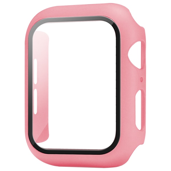 （Rose red） Case Kompatibel med Apple Watch 44MM, 2 i 1 beskyttelse PC-hærdende Case og HD Tempered