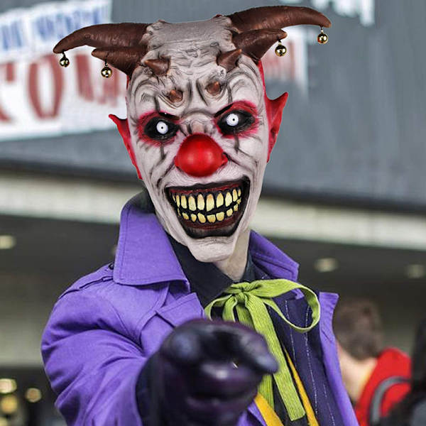 Halloween-klovnin naamio Pelottava Pelottava lateksinaamio hiuksilla Cosplay-asu Karnevaalijuhlien rekvisiitta,Klovni Ho