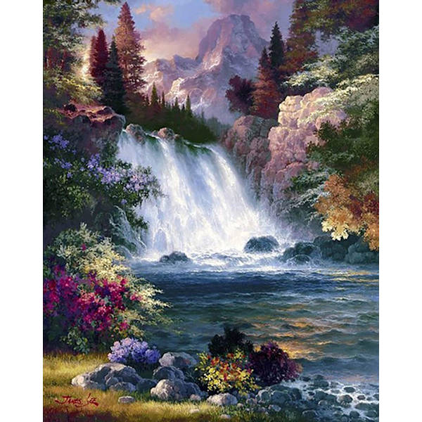 30x40 cm 5D DIY Diamantmaleri, Panorama Vandfald