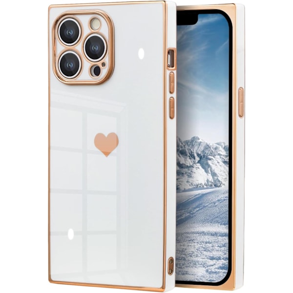 Fodral för iPhone 16 Pro Max - Rektangulär Design, Fullt Kameraskydd, Söt Hjärtformad Mönster, Elektropläterad Förstärkt Majs