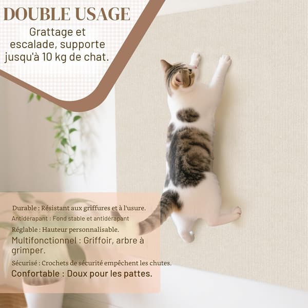 Selvklebende katteskrapematte, anti-ripe katte-sofaprotektor, DIY vegg- og sofaskrapestolpe (Off-White 200CM)