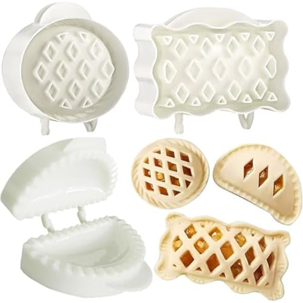 Degpressare för fickpiroger, handpirogformar för fest och buffé, handpirogformar, äpple, pumpa och ekollonformer, 3-pack